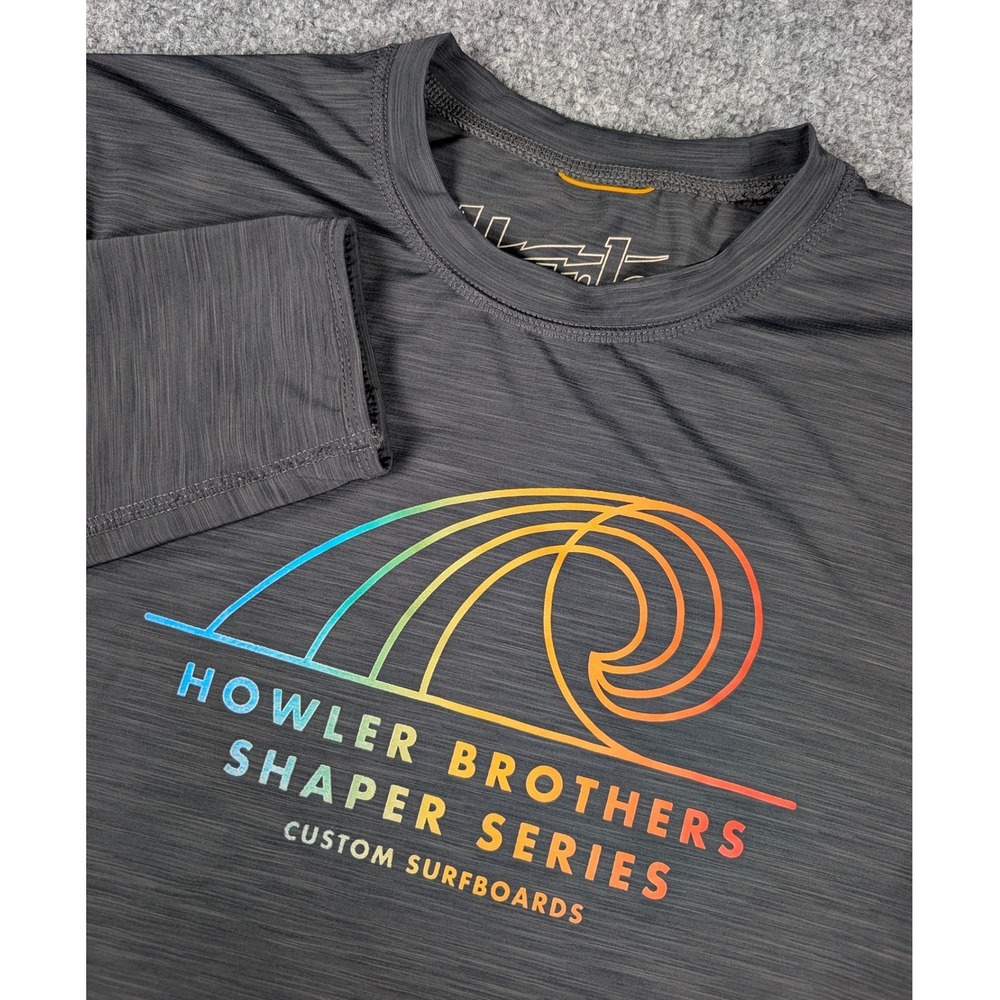 Howler Brothers Surf T Mens Small Gray UPF 50 Rash Guard Long Sleeve